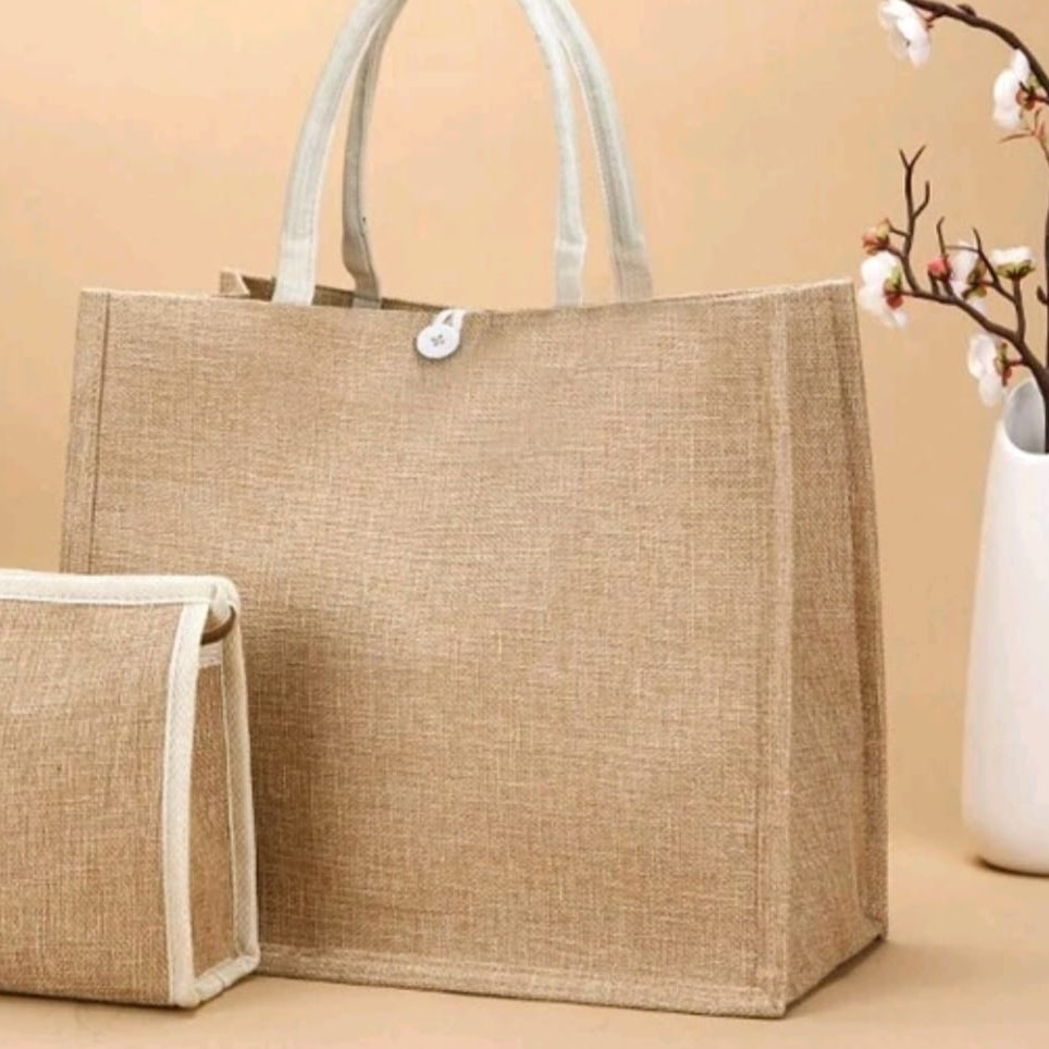 Bolso para personalizar crema con estuche en juego