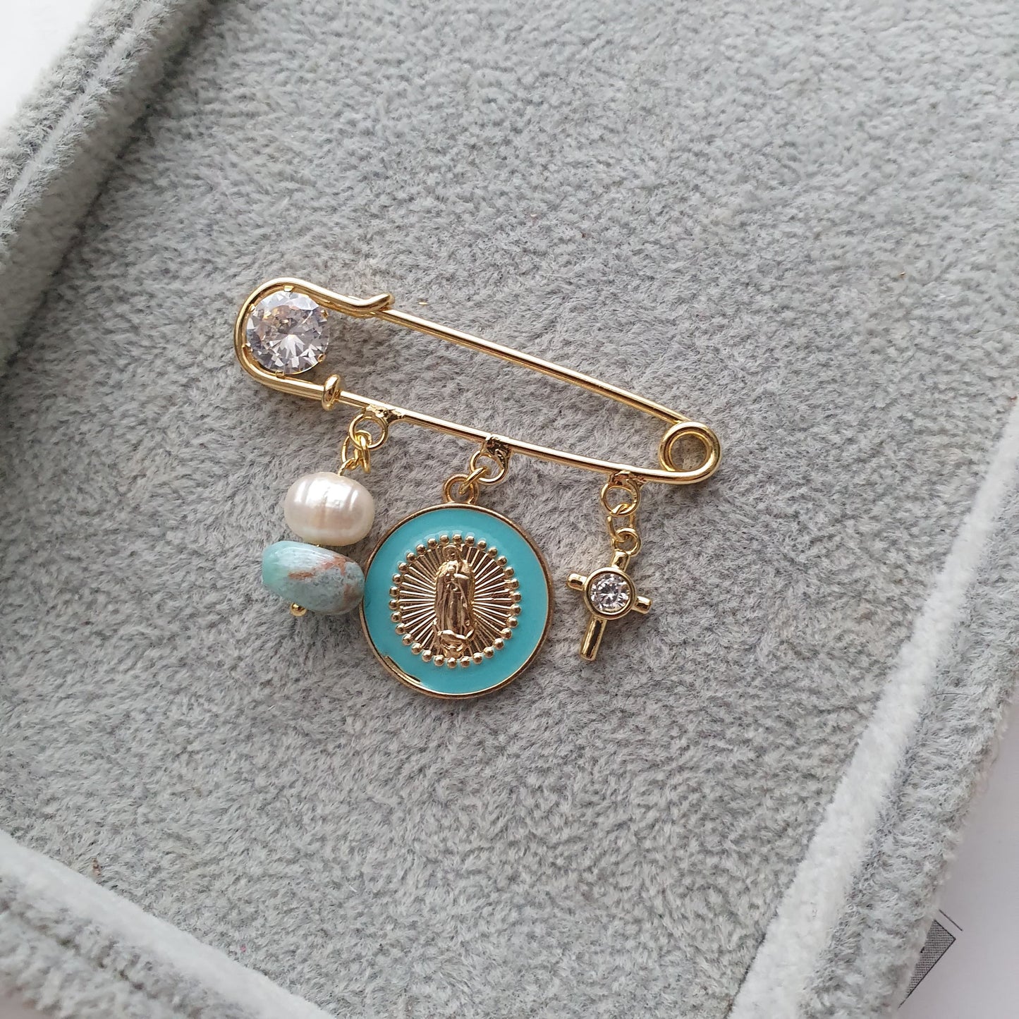 Chambra larimar y perla de rio