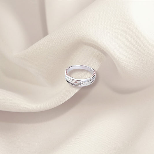 Round zirconia solitaire trio ring and hoop for women and men zirconia /ANI052/ 925 Silver