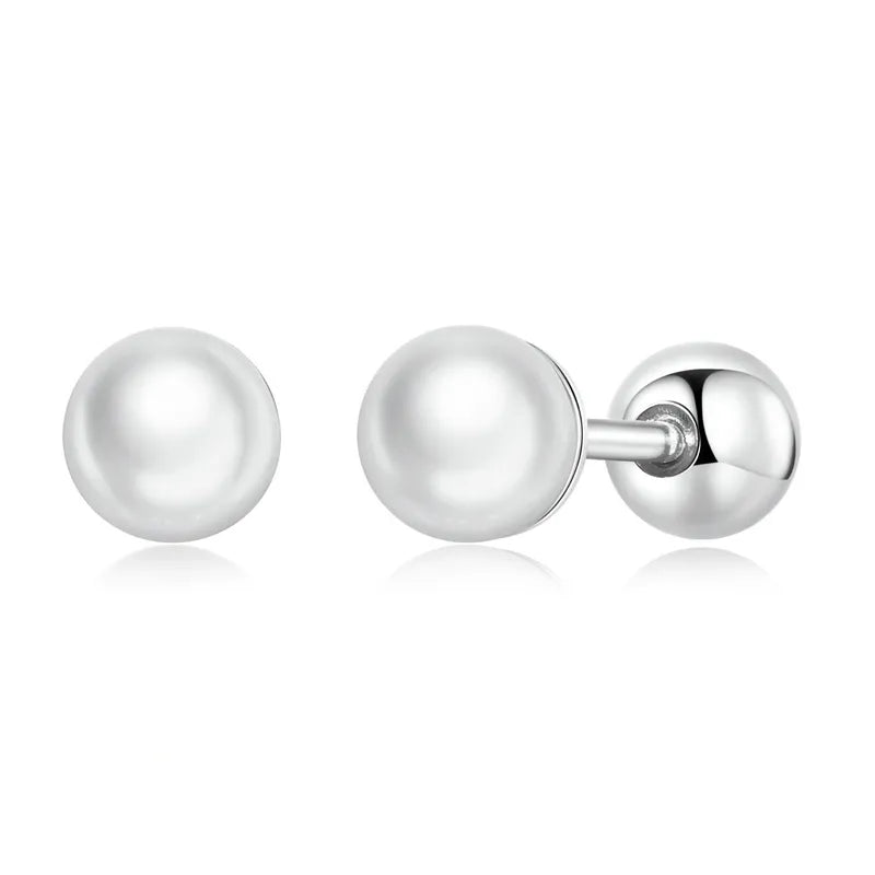Boucle d'oreille clou perle/ BSE630-AL/ Argent 925