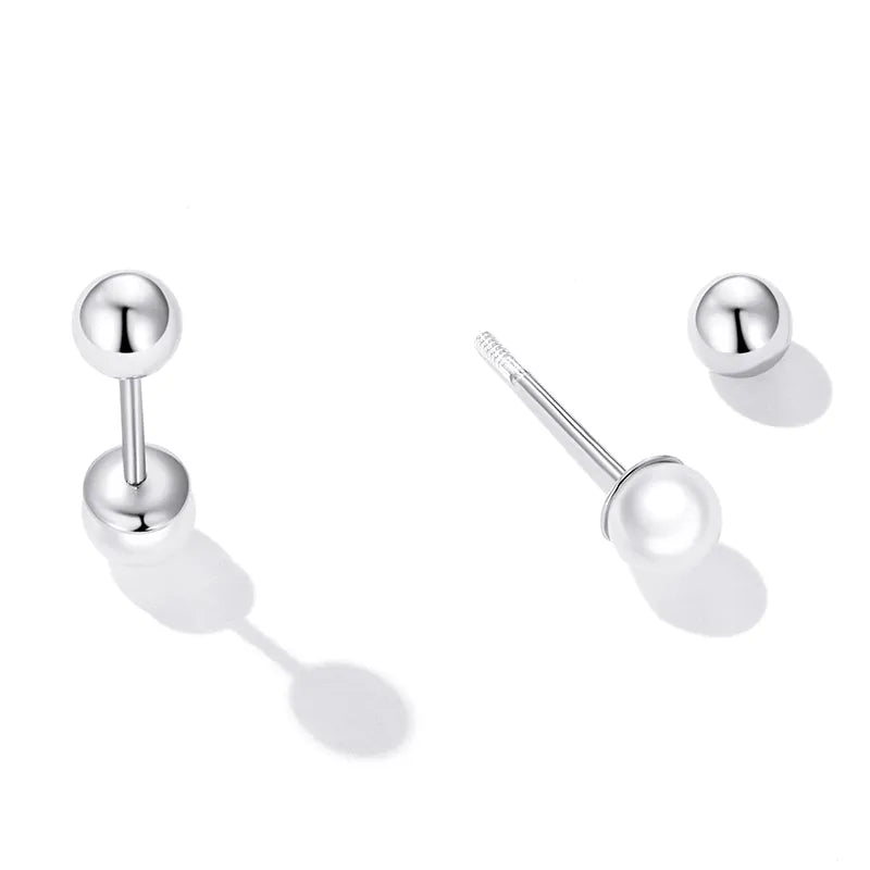 Boucle d'oreille clou perle/ BSE630-AS/ Argent 925