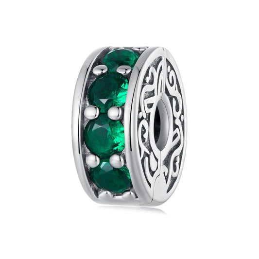 Charm Bamoer clip piedras verdes