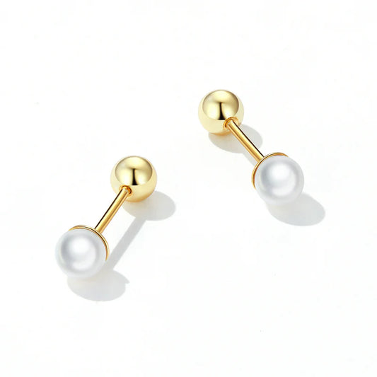 Pearl stud earring/ BSE630-BS/ Gold laminated 925 silver