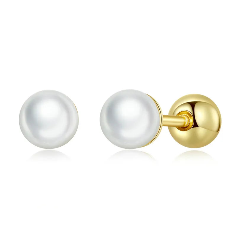 Pearl stud earring/ BSE630-BL/ 925 Silver