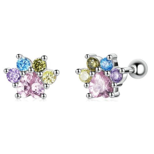 Colorful doggy sleeper type earring / SCE1334/ 925 Silver